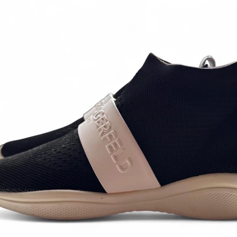 Karl Lagerfeld Paris Phoenix Slip On Knit Sneakers Size 10 Black White Womens - Picture 8 of 8